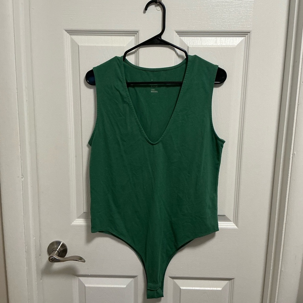 Deep Green V-Neck Bodysuit